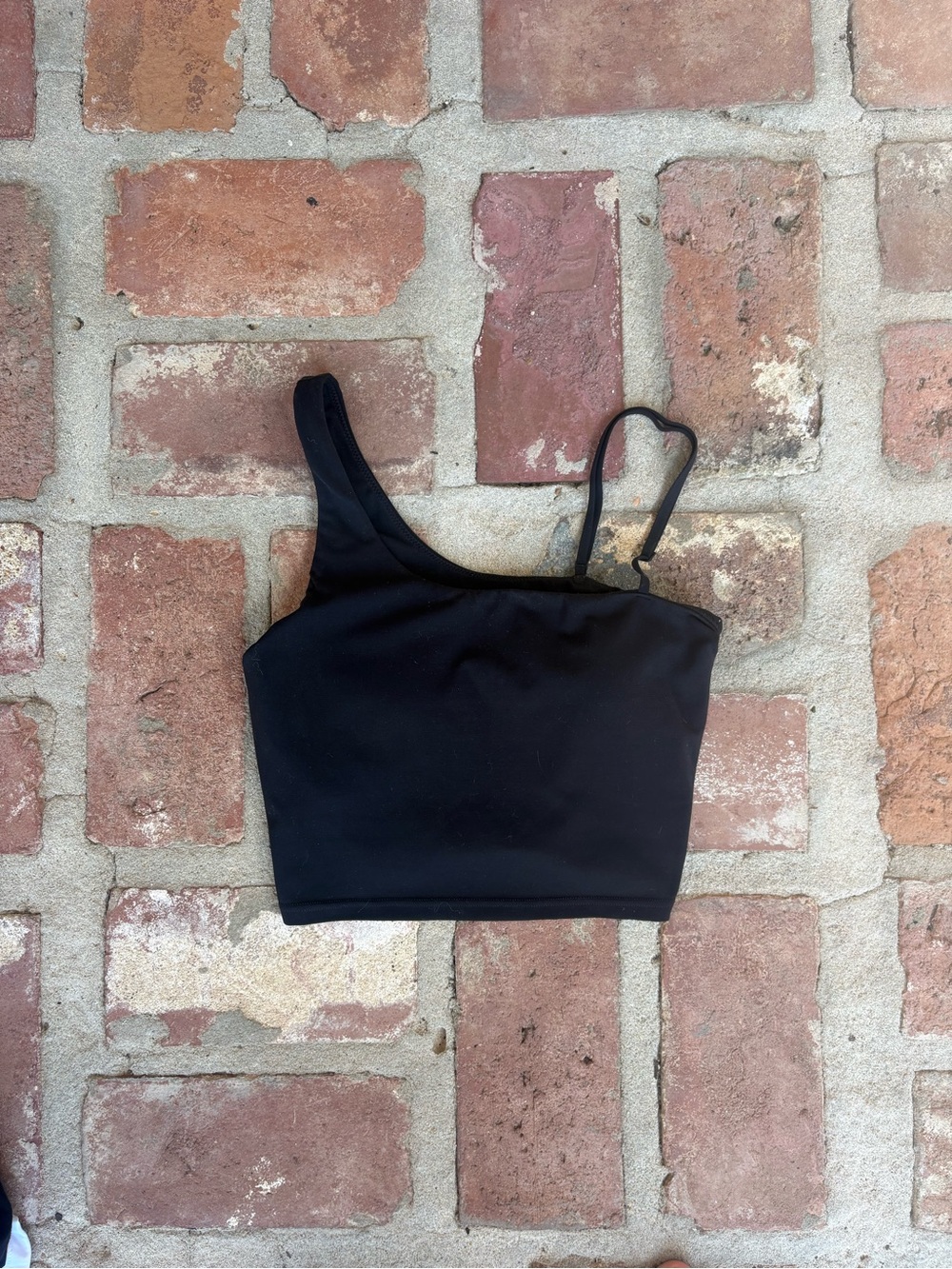 aerie Black One-Shoulder Adjustable Strap Crop Top